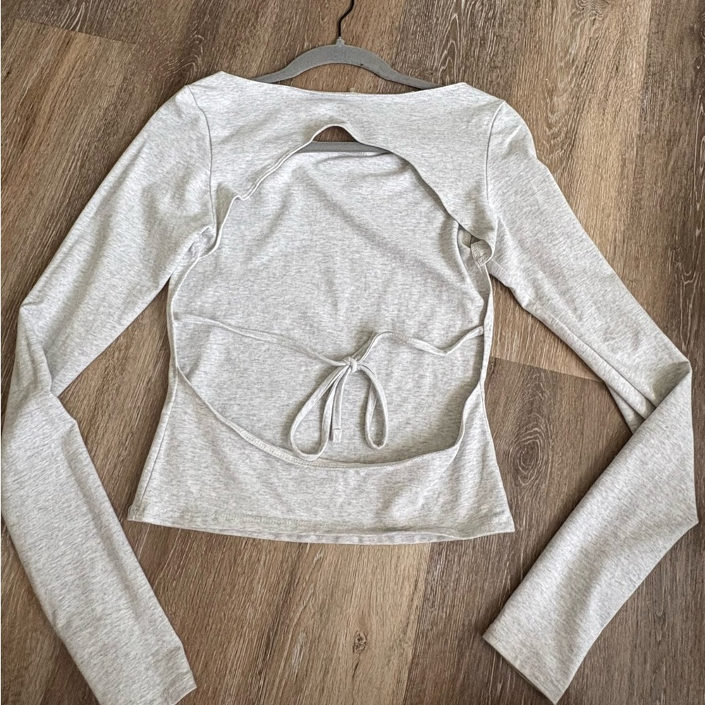 Garage Light Gray Open Back Long Sleeve